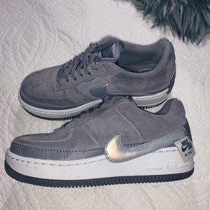 Grey Nike Air Force 1s With Holographic Check